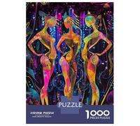 Rompecabezas De 1000 Piezas para Adultos Neon Radiance - The Three Muses in A Futuristic Glow Rompecabezas Juegos Familiares Difícil Difícil Cumpleaños Y Navidad 38x26cm/1000pcs