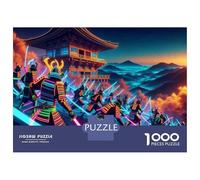 Rompecabezas De 1000 Piezas para Adultos Neon Samurai Battle Scene Rompecabezas para Adolescentes Juguetes De Bricolaje Que Mejoran La Memoria Regalos De Cumpleaños Y Únicos 38x26cm/1000pcs