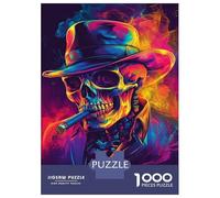 Rompecabezas De 1000 Piezas para Adultos Neon Skull Smoke -2 Rompecabezas para Adolescentes Juguete Decoración De Pared Alivio del Estrés 70x50cm/1000pcs