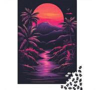Rompecabezas De 1000 Piezas para Adultos Neon Tropical Sunset Rompecabezas para Adultos Juegos Relajantes Análisis Y Lógica Oferta como Regalos para Toda La Familia 70x50cm/1000pcs