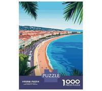 Rompecabezas De 1000 Piezas para Adultos Nice, France Cityscape Rompecabezas para Adultos Juego De Ingenio Una Obra De Arte Interacción Entre Padres E Hijos 52x38cm/1000pcs