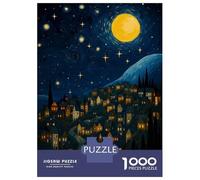 Rompecabezas De 1000 Piezas para Adultos Night Village Under Starry Sky Painting Rompecabezas Juegos Familiares Difícil Difícil Cumpleaños Y Navidad 38x26cm/1000pcs