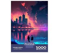 Rompecabezas De 1000 Piezas para Adultos Nightfall in The Neon City Rompecabezas para Adultos Juegos Divertidos Decoración del Hogar Cumpleaños Y Navidad 38x26cm/1000pcs