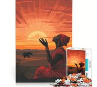 Rompecabezas de 1000 Piezas para Adultos: Niña Africana al Atardecer orando, Juguete Educativo, Entrena tu Cerebro y Tus Manos, cumpleaños 50x75cm