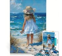 Rompecabezas de 1000 Piezas para Adultos Niña Caminando hacia la Playa Juego de ingenio decoración para el hogar cumpleaños y Navidad 50x75cm