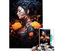 Rompecabezas de 1000 Piezas para Adultos Niña cíborg Floral Rompecabezas para Adultos Juego de ingenio para Mejorar la Memoria Interacción Entre Padres e Hijos (Tamaño 38x26cm)
