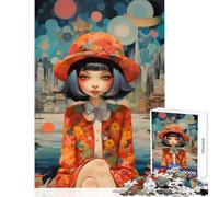 Rompecabezas de 1000 Piezas para Adultos niña con Sombrero Floral Junto al Agua Juguete Educativo Gran Regalo y Juguetes Juego Familiar Actividades Divertidas en casa tamaño 38x26cm