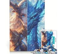 Rompecabezas de 1000 Piezas para Adultos: Niña Dragón de Hielo, Juego Educativo, decoración de Pared, 38x52cm
