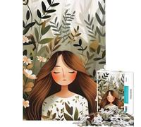 Rompecabezas de 1000 Piezas para Adultos Niña en un jardín Floral Juegos relajantes Juguetes adictivos para Cultivar la Paciencia Regalos de cumpleaños Decoración de Pared (Tamaño 38x52cm)