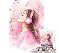 Rompecabezas de 1000 Piezas para Adultos niña Escuchando música decoración del hogar Juguetes Ideas de Regalos Juego Familiar con Piezas de Formas aleatorias Totalmente entrelazadas tamaño 38x52cm