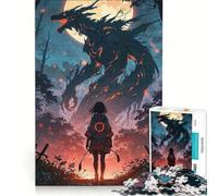Rompecabezas de 1000 Piezas para Adultos Niña Frente a un dragón Juegos relajantes, Actividades Divertidas para Hacer en casa y Fortalecer el Amor en Pareja 50x75cm
