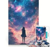 Rompecabezas de 1000 Piezas para Adultos Niña Mirando Las Estrellas, Juegos educativos, Actividades Divertidas para Hacer en casa, Ideal para cumpleaños y Navidad 38x52cm