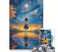 Rompecabezas de 1000 Piezas para Adultos Niña Mirando Las Estrellas, Juguete Educativo, Relajante Intelectual, 38x26cm