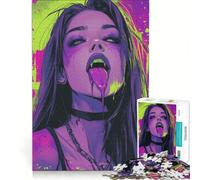 Rompecabezas de 1000 Piezas para Adultos Niña Vampiro con Lengua goteante Juguetes para armar interacción Entre Padres e Hijos fortalece el Amor Entre Parejas 38x52cm