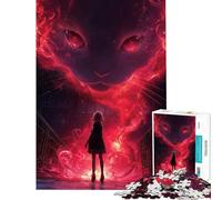 Rompecabezas de 1000 Piezas para Adultos Niña y espíritu de Gato ardiente Rompecabezas para Adultos Juegos relajantes una Obra de Arte difícil y desafiante (tamaño 50x75cm)