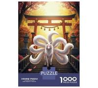 Rompecabezas De 1000 Piezas para Adultos Nine-Tailed Fox at Torii Gate Rompecabezas para Adultos Juego De Ingenio Patrón De Ensamblaje Oferta como Regalo para Toda La Familia 52x38cm/1000pcs