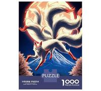 Rompecabezas De 1000 Piezas para Adultos Nine-Tailed Fox Mount Fuji Rompecabezas para Adultos Juego Familiar Regalos para Mujeres Regalos para Amigos Y Familiares 52x38cm/1000pcs