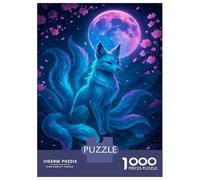 Rompecabezas De 1000 Piezas para Adultos Nine-Tailed Fox Under The Moonlight Rompecabezas para Adultos Juegos De Relajación Una Obra De Arte Regalos para Amigos Y Familiares 52x38cm/1000pcs