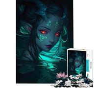 Rompecabezas de 1000 Piezas para Adultos NINFA mística del Agua con Ojos Brillantes Juego Familiar Educativo Juguete de desafío Regalo de cumpleaños (Tamaño 38x52cm)