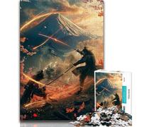 Rompecabezas de 1000 Piezas para Adultos: Ninja al pie del Monte Fuji Rompecabezas para Adultos, Juegos educativos, decoración del hogar, Ideal para Decorar el Escritorio (tamaño 38x26cm)
