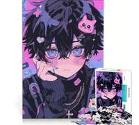 Rompecabezas de 1000 Piezas para Adultos, niño Anime con Detalles en Rosa y Azul, Juguetes para armar, interacción Entre Padres e Hijos, fortalece el Amor Entre Parejas 38x26cm