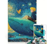 Rompecabezas de 1000 Piezas para Adultos: Niño Montando una Ballena sobre la Ciudad, Van Gogh Juego Educativo, desafío difícil, fortalece el Amor Entre Parejas 50x75cm