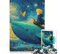 Rompecabezas de 1000 Piezas para Adultos: Niño Montando una Ballena sobre la Ciudad, Van Gogh Juegos Divertidos para la interacción Entre Padres e Hijos Incluye póster y Hoja de Preguntas a Juego