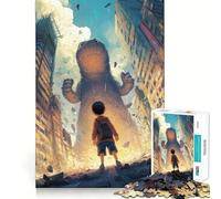 Rompecabezas de 1000 Piezas para Adultos Niño y Monstruo Gigante en una Ciudad en ruinas Arte de Corte preciso Juego de ingenio Diversión para el Tiempo Libre Regalo de cumpleaños Arte (50x75cm)
