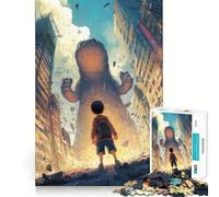 Rompecabezas de 1000 Piezas para Adultos Niño y Monstruo Gigante en una Ciudad en ruinas Bordes Finos Juego Divertido para Pensar y Relajarse Regalo Ideal para cumpleaños o como pasatiempo (38x52cm)