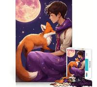 Rompecabezas de 1000 Piezas para Adultos Niño y Zorro bajo la Luna Bordes Finos Juego Divertido para Pensar y Relajarse Regalo Ideal para cumpleaños o como pasatiempo (38x52cm)