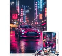 Rompecabezas de 1000 Piezas para Adultos Nissan GT-R en Neon City Juguetes de decoración del hogar Regalos de cumpleaños Juego práctico Adecuado para decoración de Escritorio tamaño 38x52cm