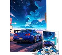 Rompecabezas de 1000 Piezas para Adultos Nissan Skyline R Azul Juguete japonés adictivo para Cultivar la Paciencia Juego práctico decoración del hogar Regalos de cumpleaños (tamaño 38x26cm)