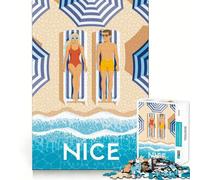 Rompecabezas de 1000 Piezas para Adultos Niza Riviera Francesa,Paseo de los Ingleses,lámina artística de Viaje,Corte Impecable,Juego de concentración,Regalo de Juego Gratuito,Regalo de cumpleaños