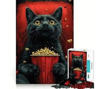 Rompecabezas de 1000 Piezas para Adultos Noche de Cine con Gatos,Piezas de Corte Limpio,Juego de Habilidad Mental,Momento de Calma,diversión,Escena navideña,Arte (50x75cm)