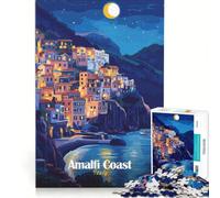 Rompecabezas de 1000 Piezas para Adultos: Noche en la Costa Amalfitana, Juegos Familiares, ejercita tu Mente y Tus Manos, Toda la Familia 38x26cm