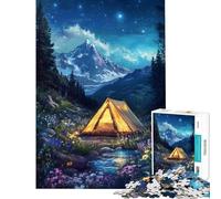 Rompecabezas de 1000 Piezas para Adultos Noche Estrellada Acampada Rompecabezas para Adolescentes Mejora la Memoria desafío Educativo Juego de desafío único 50x75cm