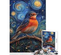 Rompecabezas de 1000 Piezas para Adultos Noche Estrellada con pájaros - Juego práctico Que Mejora la Memoria y es antiestrés Colección de Artistas Bellas Artes (50x75cm)