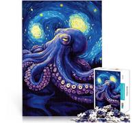 Rompecabezas de 1000 Piezas para Adultos Noche Estrellada del Pulpo Juegos educativos Juguetes de Bricolaje Apto para Parejas 38x26cm
