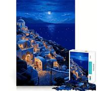 Rompecabezas de 1000 Piezas para Adultos Noche Griega,Estrellas,píxeles,Arte de Corte Fino,Juego de Habilidad Mental,Juego de relajación,decoración navideña (38x52cm)