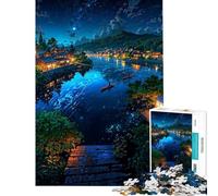 Rompecabezas de 1000 Piezas para Adultos Noches tranquilas en el río Rompecabezas para Adolescentes Juego Familiar Carrera de Velocidad Manual Interacción Entre Padres e Hijos (Tamaño 38x52cm)