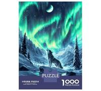Rompecabezas De 1000 Piezas para Adultos Nordic Wolf Aurora Borealis Rompecabezas para Adultos Juguete Decoración De Pared Difícil Regalo De Cumpleaños, Regalos, 52x38cm/1000pcs