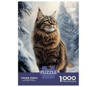 Rompecabezas De 1000 Piezas para Adultos Norwegian Forest Cat in Winter Rompecabezas para Adultos Juego Familiar Difícil Difícil Y Desafiante 38x26cm/1000pcs