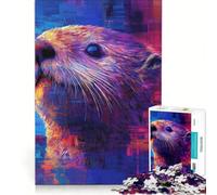 Rompecabezas de 1000 Piezas para Adultos: Nutria Colorida en Primer Plano, Juguetes para armar, para Pasar el Tiempo en casa, cumpleaños 38x26cm
