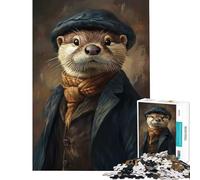 Rompecabezas de 1000 Piezas para Adultos Nutria con Gorro y Bufanda Juego Imposible para un desafío Educativo Regalos de Juguete Ideas para Aprender y educar (Tamaño 75x50cm)