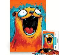 Rompecabezas de 1000 Piezas para Adultos Nutria de Dibujos Animados Gritando de Terror Piezas de Corte Limpio Juego de Habilidad Mental Momento de relajación Diversión Escena navideña Arte (38x52cm)