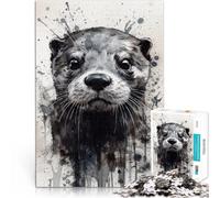Rompecabezas de 1000 Piezas para Adultos Nutria Elegancia Salvaje Entrena tu Cerebro y Tus Manos con póster a Juego y Hoja de Trivia 50x70cm
