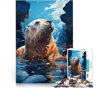 Rompecabezas de 1000 Piezas para Adultos Nutria Marina Juego Familiar para aliviar el estrés: desafío difícil Una Obra de Arte 38x26cm