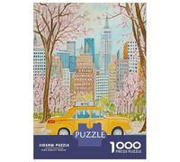 Rompecabezas De 1000 Piezas para Adultos NYC New York Taxi Watercolor Rompecabezas para Adultos Juegos Familiares Pero Regalos Divertidos Y Humorísticos para Amigos Y Familiares 70x50cm/1000pcs