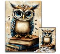 Rompecabezas de 1000 Piezas para Adultos o familias, búho sobre Libro, Rompecabezas de cartón, decoración Colorida para el hogar y Juego Familiar Interactivo, Regalo Ideal, 26x38cm