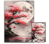 Rompecabezas de 1000 Piezas para Adultos o familias, cerezos en Flor bajo la Luna, Rompecabezas para Mayores de 14 años, decoración del hogar, Regalo de Obras de Arte, 50x75cm